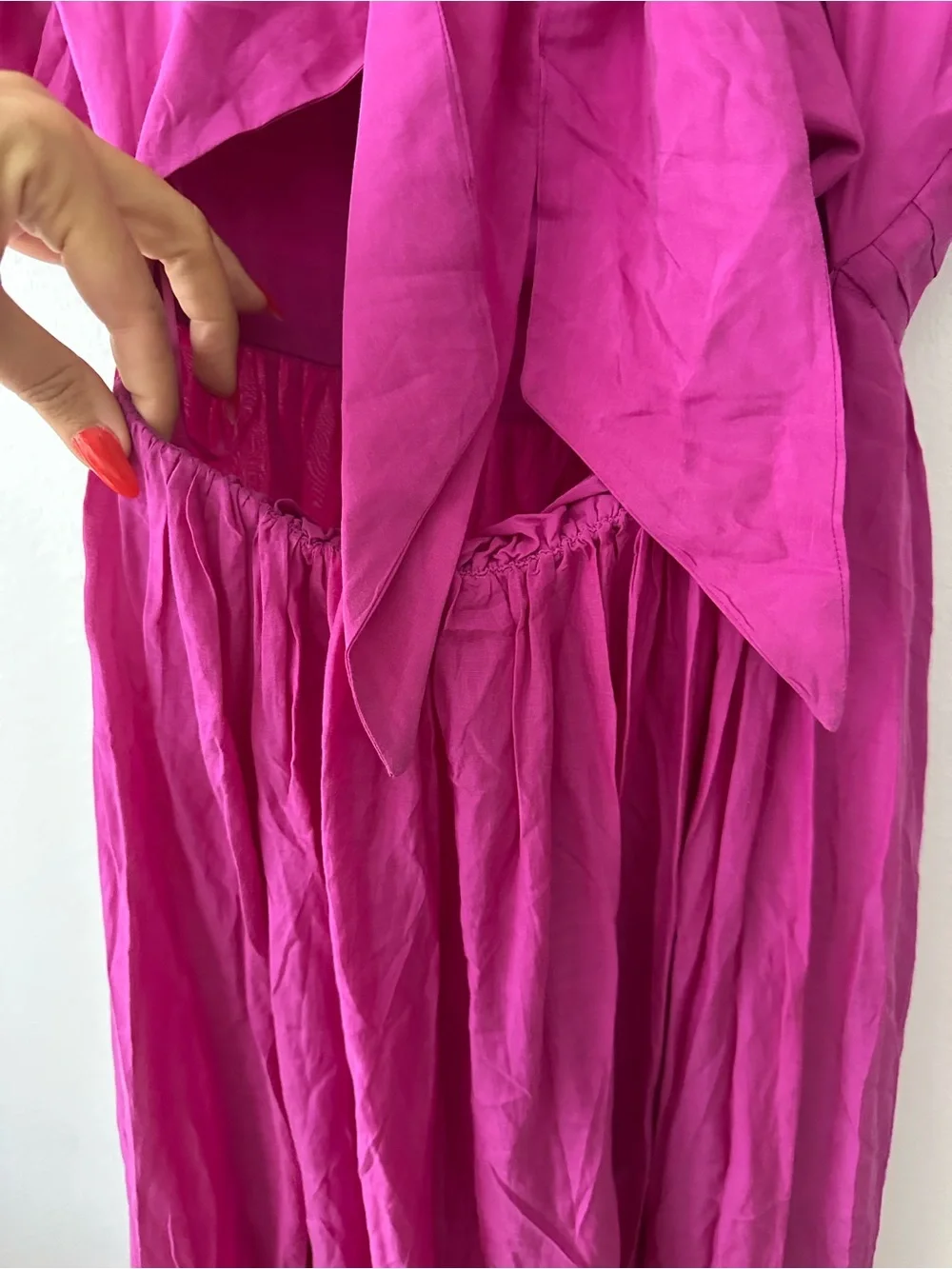 Abercrombie & Fitch pink fuschia puff sleeve maxi dress